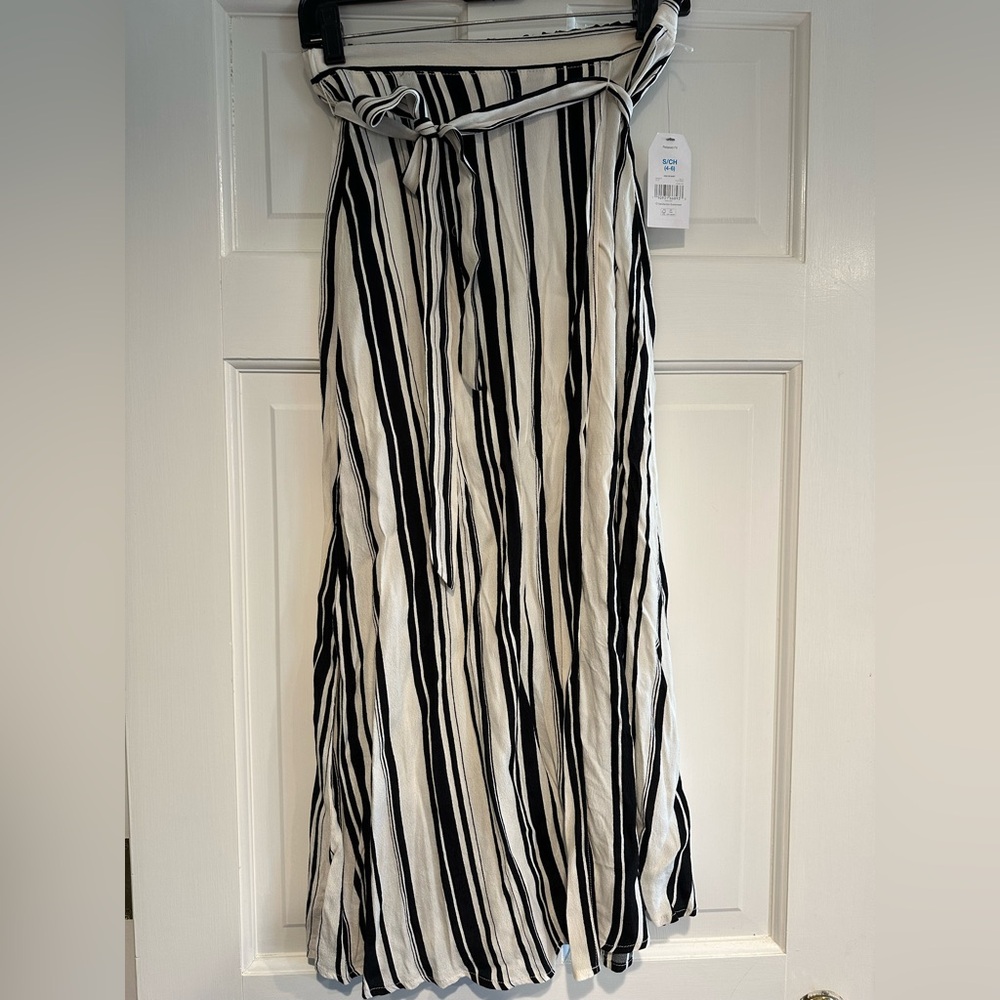 Black & White Striped Wrap Skirt